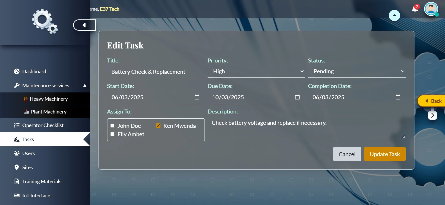 Due Task Notifications