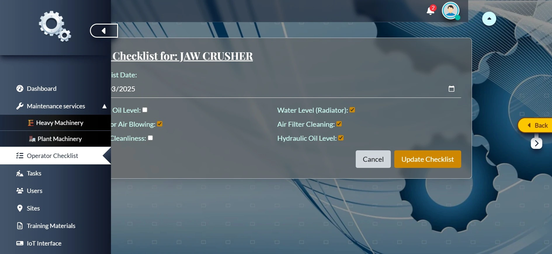 Update Checklist
